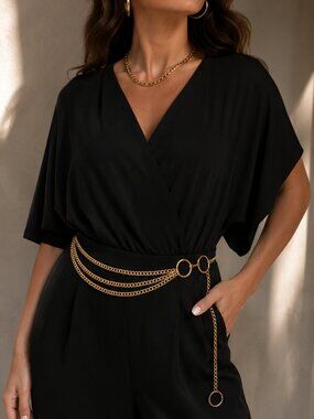 Gold Antthony Triple Row Curblink Chain Belt | Adjustable Statement Belt